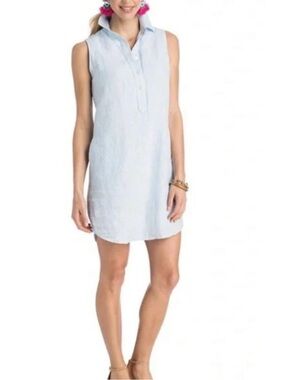 Vineyard Vines Light Blue Sleeveless Linen Midi Dress
